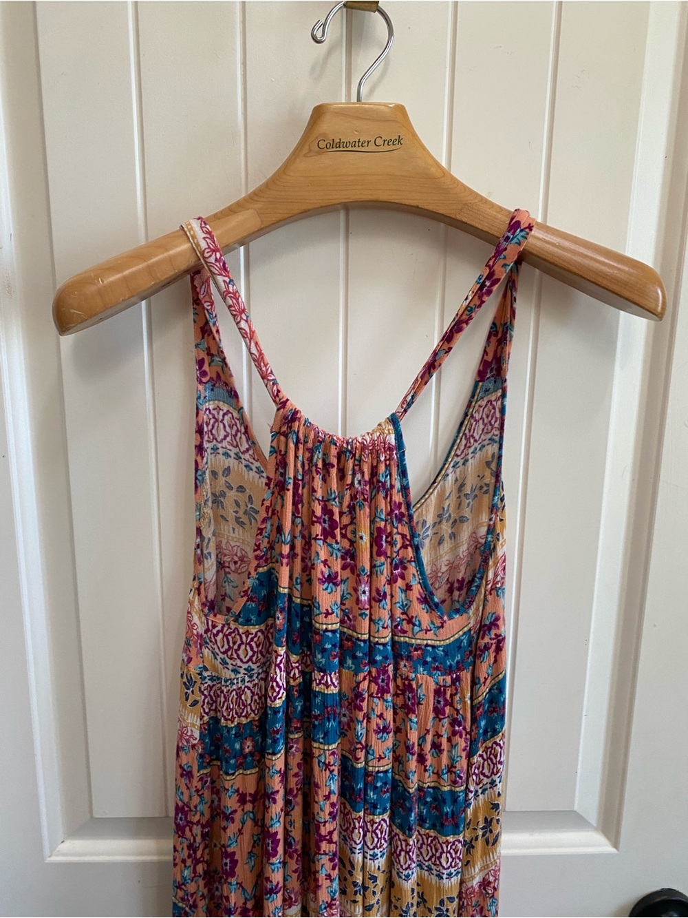 Sleeveless Boho Stripe & Floral Maxi Dress in Yellow and Teal